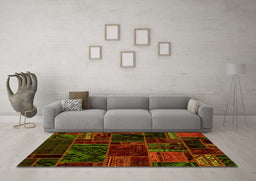 Machine Washable Oriental Yellow Modern Rug in a Living Room, wshabs5649yw