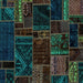 Square Machine Washable Oriental Turquoise Modern Area Rugs, wshabs5649turq