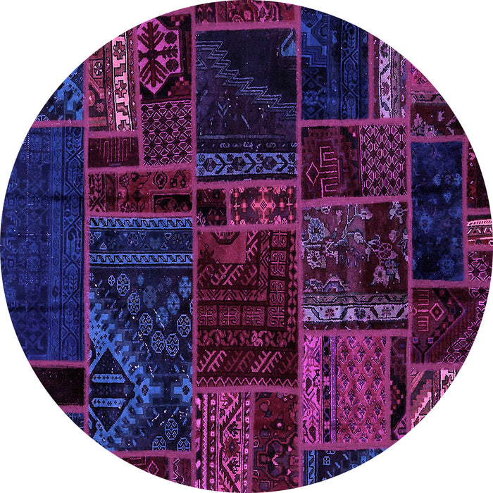 Round Machine Washable Oriental Purple Modern Area Rugs, wshabs5649pur