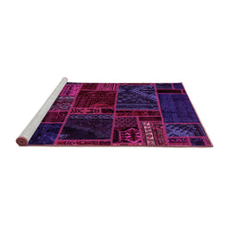 Sideview of Machine Washable Oriental Pink Modern Rug, wshabs5649pnk