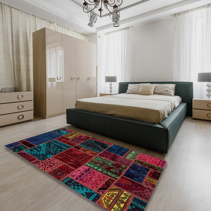 Machine Washable Abstract Gray Rug in a Bedroom, wshabs5649