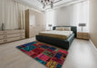 Abstract Gray Oriental Rug in a Bedroom, abs5649