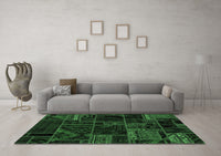 Machine Washable Oriental Emerald Green Modern Rug, wshabs5649emgrn