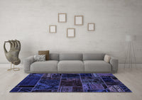 Machine Washable Oriental Blue Modern Rug, wshabs5649blu