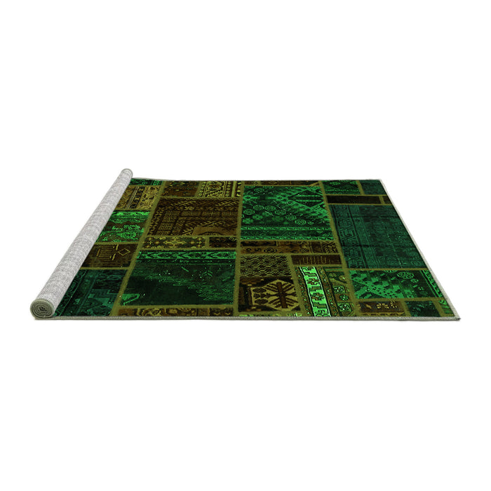 Sideview of Machine Washable Oriental Green Modern Area Rugs, wshabs5649grn