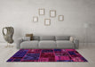 Machine Washable Oriental Pink Modern Rug in a Living Room, wshabs5649pnk