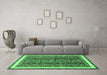 Machine Washable Abstract Emerald Green Modern Area Rugs in a Living Room,, wshabs564emgrn