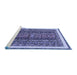 Sideview of Machine Washable Abstract Blue Modern Rug, wshabs564blu