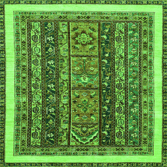 Square Machine Washable Abstract Green Modern Area Rugs, wshabs564grn