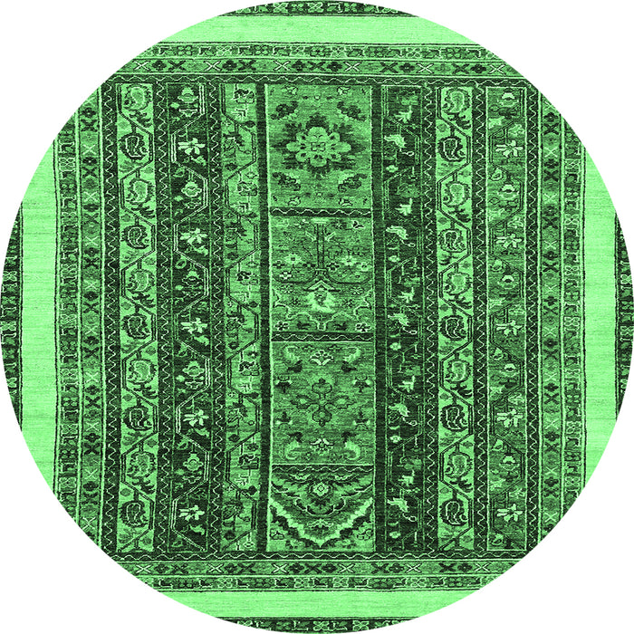 Round Machine Washable Abstract Emerald Green Modern Area Rugs, wshabs564emgrn