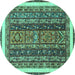 Round Abstract Turquoise Modern Rug, abs564turq