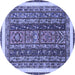 Round Abstract Blue Modern Rug, abs564blu