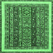 Square Machine Washable Abstract Emerald Green Modern Area Rugs, wshabs564emgrn