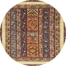 Round Abstract Red Brown Modern Rug, abs564