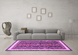 Machine Washable Abstract Purple Modern Area Rugs in a Living Room, wshabs564pur