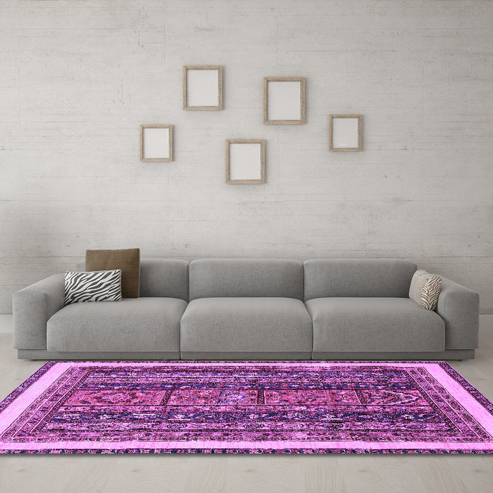 Machine Washable Abstract Purple Modern Area Rugs in a Living Room, wshabs564pur