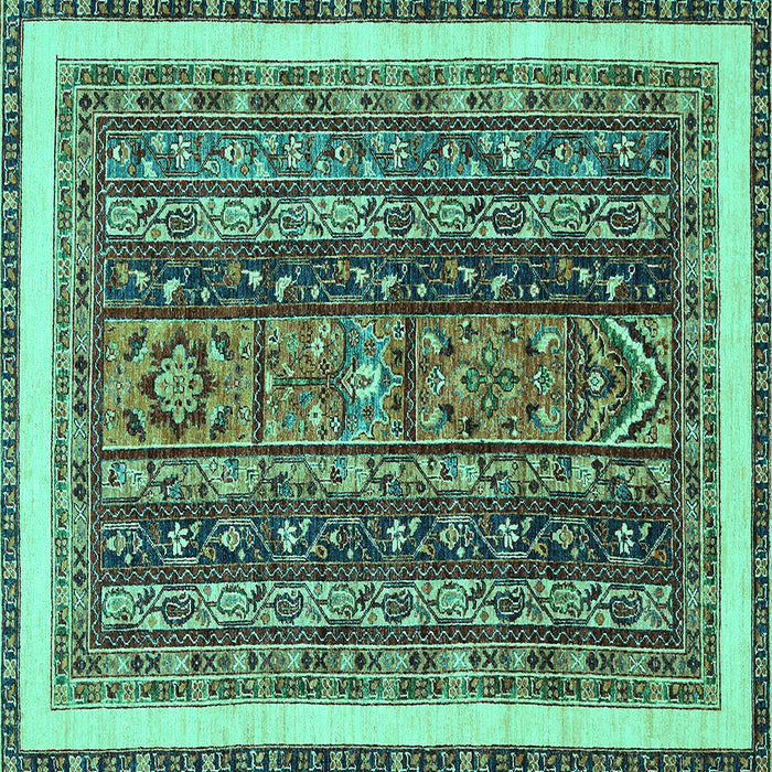 Square Machine Washable Abstract Turquoise Modern Area Rugs, wshabs564turq