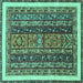 Square Machine Washable Abstract Turquoise Modern Area Rugs, wshabs564turq