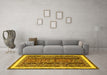 Machine Washable Abstract Yellow Modern Rug in a Living Room, wshabs564yw