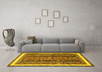 Machine Washable Abstract Yellow Modern Rug, wshabs564yw