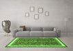 Machine Washable Abstract Green Modern Area Rugs in a Living Room,, wshabs564grn