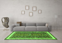 Machine Washable Abstract Green Modern Rug, wshabs564grn