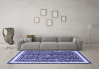 Machine Washable Abstract Blue Modern Rug, wshabs564blu