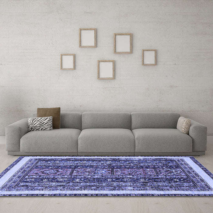 Machine Washable Abstract Blue Modern Rug in a Living Room, wshabs564blu