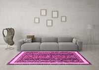 Machine Washable Abstract Pink Modern Rug, wshabs564pnk