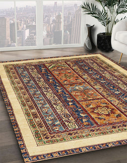 Machine Washable Abstract Red Brown Rug in a Family Room, wshabs564