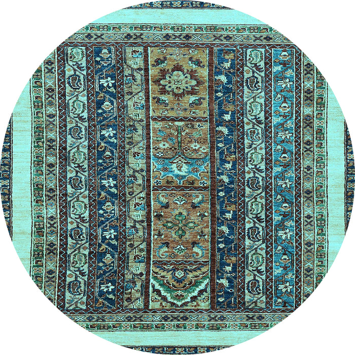 Round Abstract Light Blue Modern Rug, abs564lblu