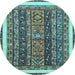 Round Abstract Light Blue Modern Rug, abs564lblu