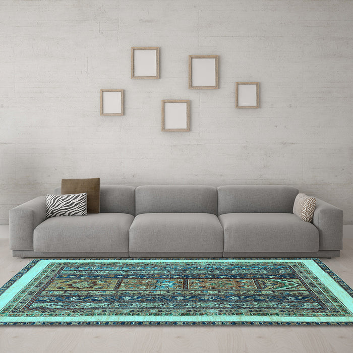 Machine Washable Abstract Light Blue Modern Rug in a Living Room, wshabs564lblu