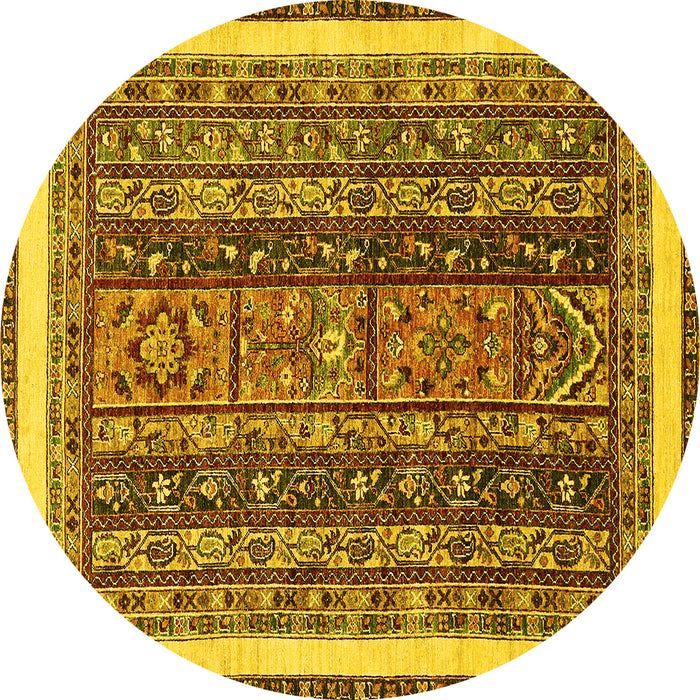 Round Abstract Yellow Modern Rug, abs564yw