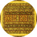 Round Abstract Yellow Modern Rug, abs564yw