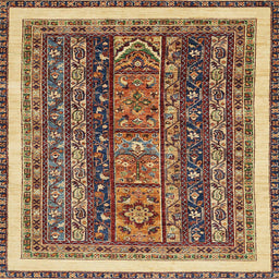 Square Abstract Red Brown Modern Rug, abs564
