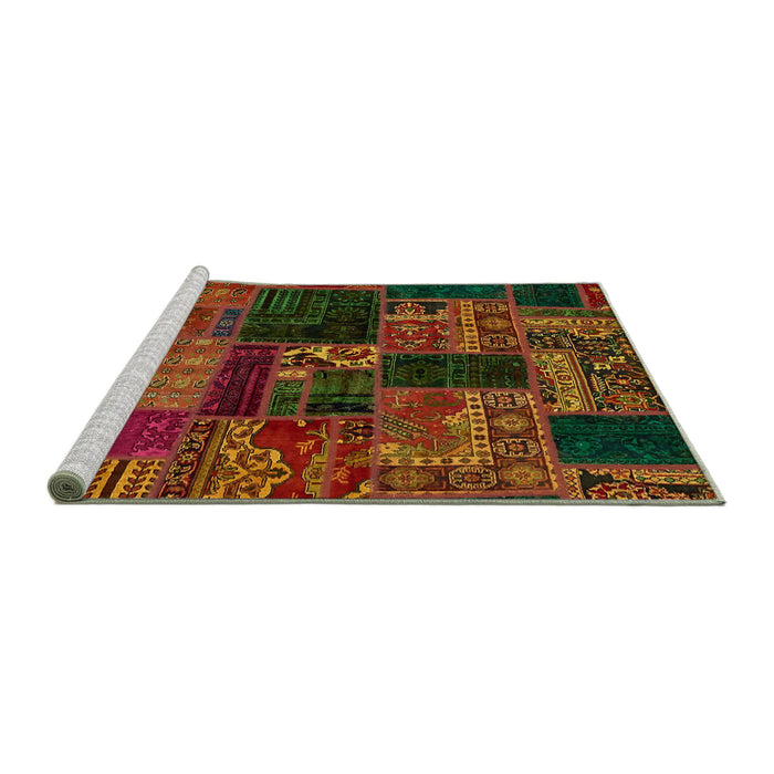 Sideview of Machine Washable Abstract Tomato Red Rug, wshabs5650