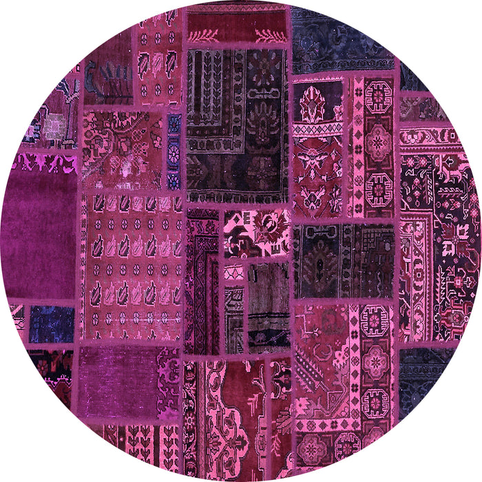 Round Machine Washable Oriental Purple Modern Area Rugs, wshabs5650pur