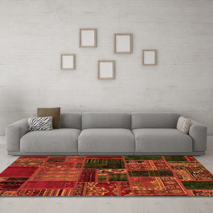 Machine Washable Oriental Orange Modern Area Rugs in a Living Room, wshabs5650org