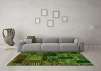 Machine Washable Oriental Green Modern Rug, wshabs5650grn