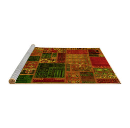 Sideview of Machine Washable Oriental Yellow Modern Rug, wshabs5650yw