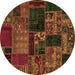 Round Oriental Brown Modern Rug, abs5650brn