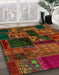 Abstract Red Oriental Rug in Family Room, abs5650