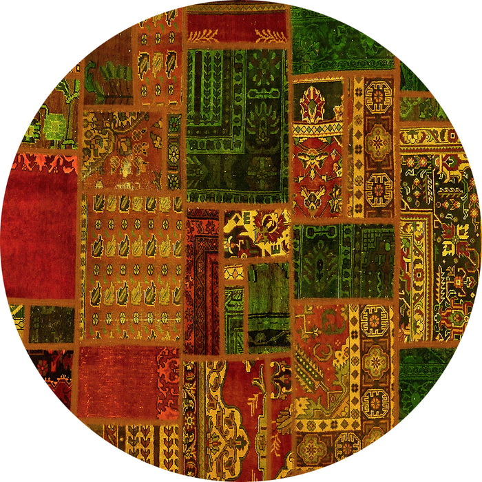 Round Oriental Yellow Modern Rug, abs5650yw