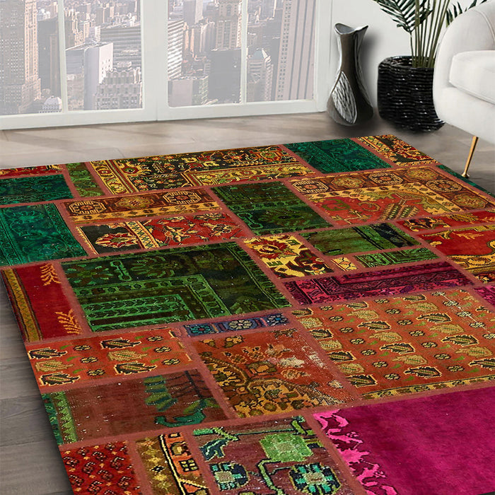 Abstract Red Oriental Rug in Family Room, abs5650