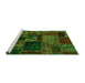 Sideview of Machine Washable Oriental Green Modern Area Rugs, wshabs5650grn