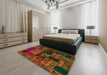 Abstract Red Oriental Rug in a Bedroom, abs5650