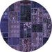 Round Oriental Blue Modern Rug, abs5650blu