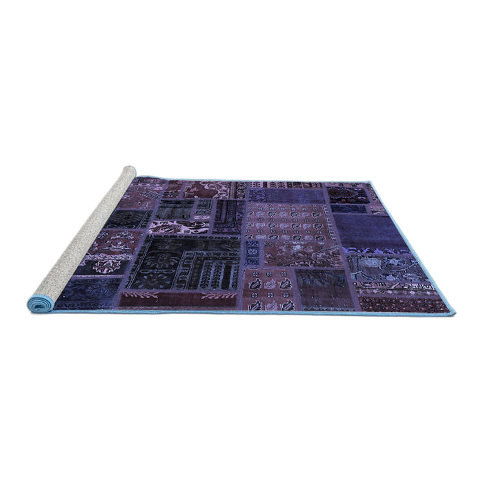 Sideview of Machine Washable Oriental Blue Modern Rug, wshabs5650blu