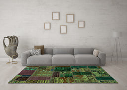 Machine Washable Oriental Turquoise Modern Area Rugs in a Living Room,, wshabs5650turq